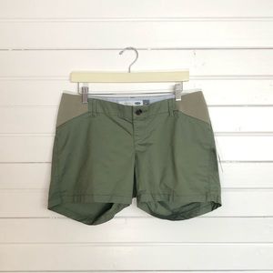 Olive green maternity shorts